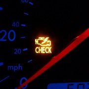A picture of a car engine warning light